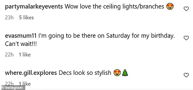 Obožavatelji su požurili u komentare kako bi dali svoj sud o dekoru, napisavši: 'Vau volim stropna svjetla/grane'