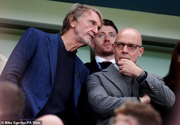 Man United's bosses (pictured: part owner Sir Jim Ratcliffe, left, and fellow Red Devils chief Sir Dave Brailsford, right) felt Ashworth lacked a clear vision over the club¿s head coach position