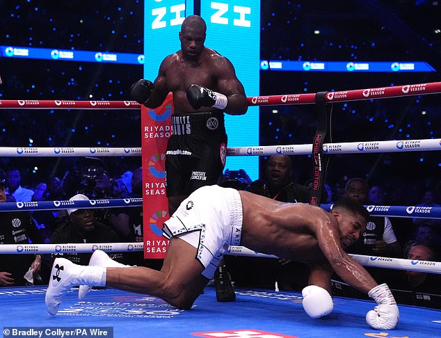 Anthony Joshua (dolje) nastojat će se obnoviti 2025. nakon što ga je teško porazio Daniel Dubois