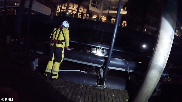 Građani su pomogli upalivši telefonske baklje na zvijezdu kako bi pomogli čamcu za spašavanje da ga locira i brzo su pomogli njemu i psu da uđu u njihov čamac