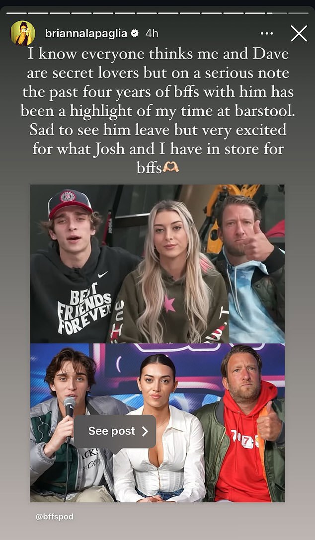 LaPaglia je odao počast Portnoyu dok je izlazio iz njihovog podcasta Barstool 'BFFs'