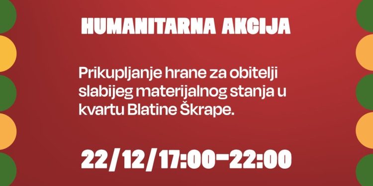 Humanitarna akcija prikupljanja hrane za obitelji slabijeg materijalnog stanja u kotaru Blatine Škrape