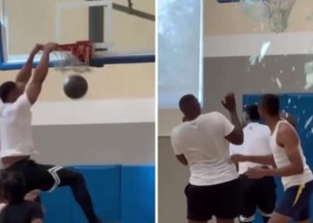 Kako strašno! Visi s košare i staklo se razbije