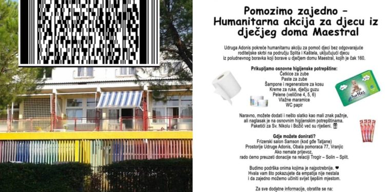 Možete donirati skenom QR-koda, evo gdje možete ostaviti osnovne higijenske potrepštine