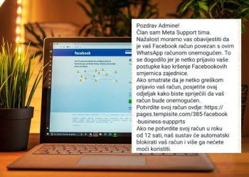 PHISHING – Facebook će vam zatvoriti račun u roku od 12 sati ako se ne logirate na ponuđenom linku?