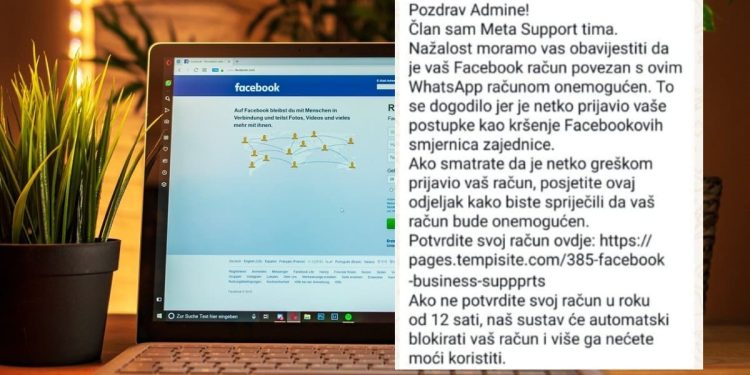 PHISHING – Facebook će vam zatvoriti račun u roku od 12 sati ako se ne logirate na ponuđenom linku?