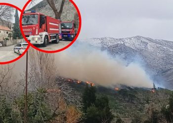 Pogledajte kako izgleda kad požar dođe blizu kuća. Blokirana cesta prema Korešnici
