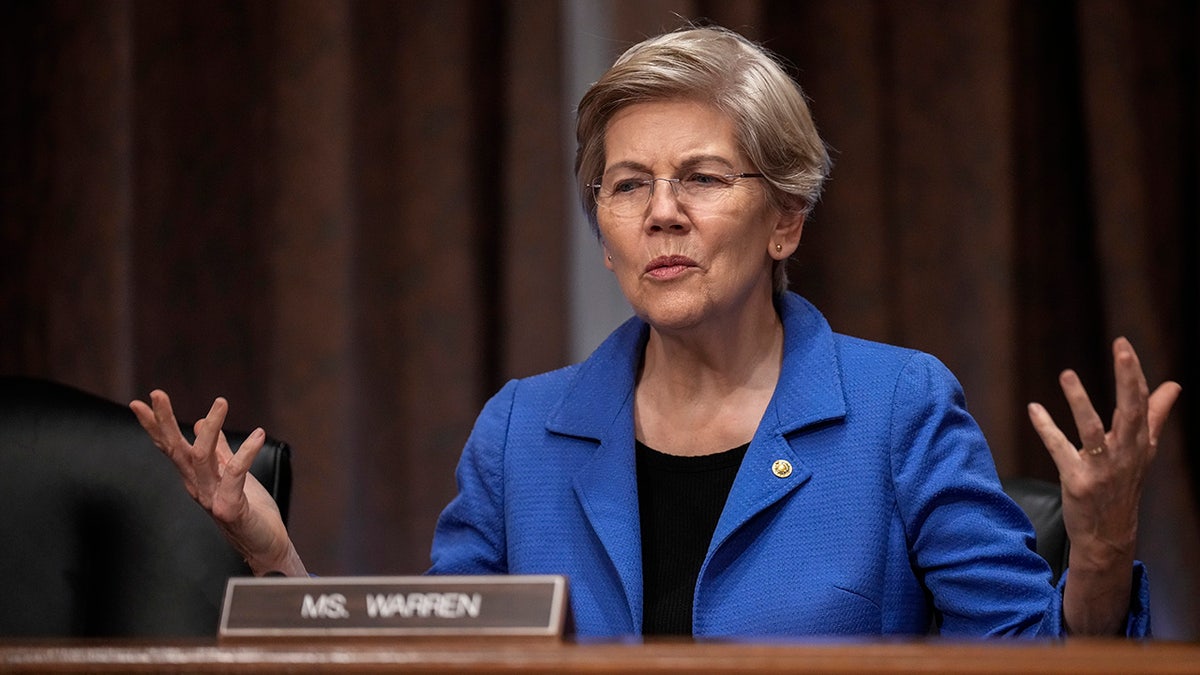 Elizabeth Warren gestikulira