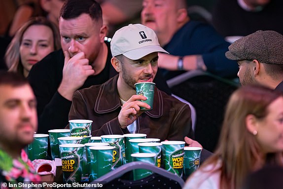 Mandatory Credit: Photo by Ian Stephen/ProSports/Shutterstock (15049162ej) Tottenham Hotspur and England football player James Maddison during the 2025 Paddy Power World Darts Championship at Alexandra Palace, London Paddy Power, 2025 World Darts Championship - 29 Dec 2024