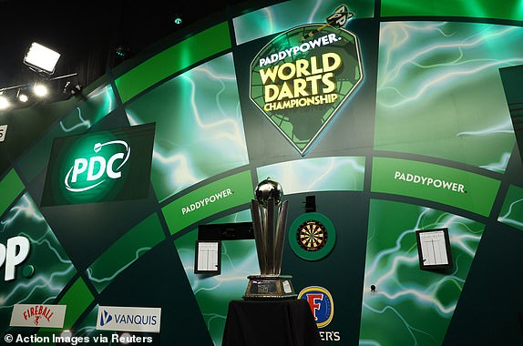 Darts - 2025 PDC World Darts Championship - Alexandra Palace, London, Britain - January 1, 2025 The PDC World Darts Championship trophy on display before the start of play Action Images via Reuters/Andrew Boyers