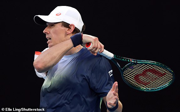 Mandatory Credit: Photo by Ella Ling/Shutterstock (15098469de) Alex de Minaur during his first round match Australian Open, Day Three, Tennis, Melbourne Park, Melbourne, Australia - 14 Jan 2025