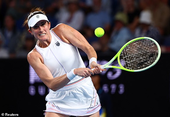 Tennis - Australian Open - Melbourne Park, Melbourne, Australia - January 14, 2025 Canada's Rebecca Marino in action during her first round match against Britain's Katie Boulter REUTERS/Edgar Su