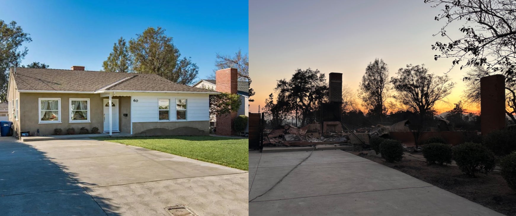 Before and after photos of Mary Reed’s home in Altadena