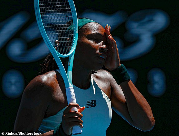 Mandatory Credit: Photo by Xinhua/Shutterstock (15110655e) Coco Gauff reacts during the women's singles quarterfinals match between Coco Gauff of the United States and Paula Badosa of Spain at the Australian Open tennis tournament in Melbourne, Australia, Jan. 21, 2025. Australia Melbourne Tennis Australian Open Day 10 - 21 Jan 2025