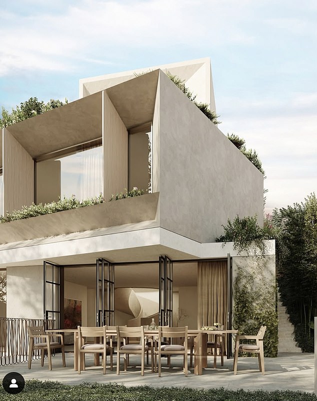 Skica dizajna pokazuje da će gotova nekretnina imati zadivljujući suvremeni dizajn, prostrano okruženje, francuske prozore i unutarnje kružno stubište