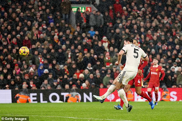 Harry Maguire propustio je priliku za pobjedu za United nakon što je pucao preko grede