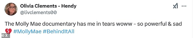 Otišavši na X, prije poznat kao Twitter, obožavatelji su požurili reći svoje mišljenje - mnogi od njih ostali su emocionalni uvidom u život Molly-Mae