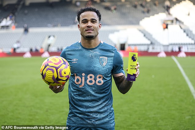 He took home the match ball for his treble and also the man of the match award