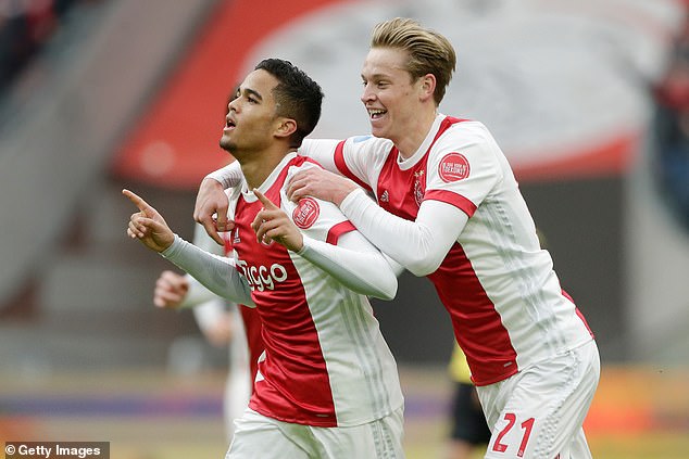 Kluivert came through Ajax's academy with the likes of Frenkie de Jong (right)