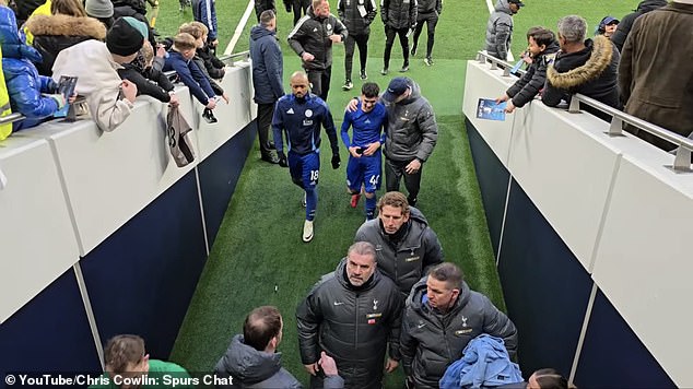 Postecoglou confronted a fan who screamed at him while he went down the tunnel on Sunday