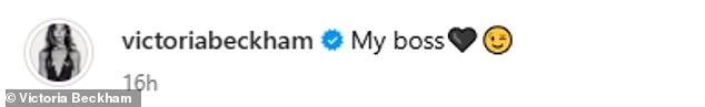 Njegova supruga Victoria prepravila je post i obrazano je napisala u natpisu: 'Moj šef', zajedno s emojijem namignutog lica