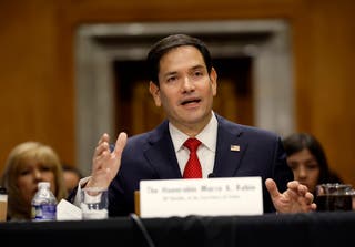 Marco Rubio svjedoči tijekom saslušanja u Senatu za vanjske odnose u uredskoj zgradi Senata Dirksen u Washingtonu