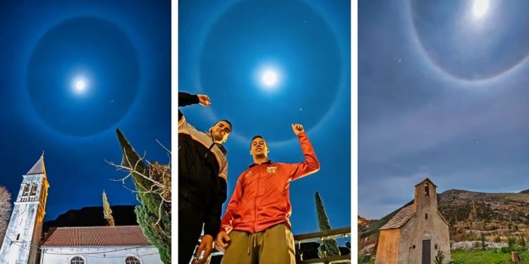 Halo oko Mjeseca bio je najintenzivniji u nekoliko godina: Ovo su spektakularni prizori snimljeni kod Splita