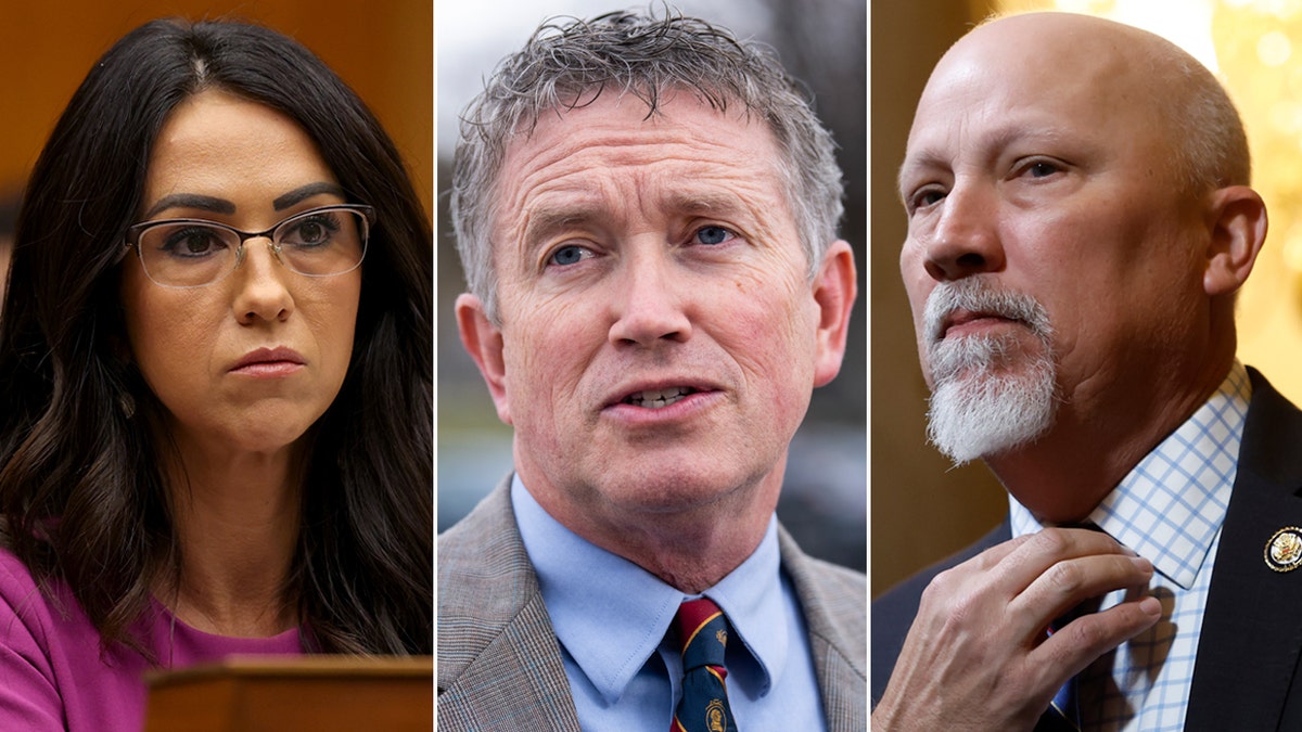 Lijevo: Rep. Lauren Boebert; Centar: Rep. Thomas Massie; Desno: Rep. Chip Roy