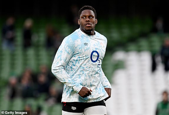 DUBLIN, IRELAND - FEBRUARY 01: Maro Itoje of England looks on as he warms up prior to the Guinness Six Nations 2025 match between Ireland and England at Aviva Stadium on February 01, 2025 in Dublin, Ireland. (Photo by Charles McQuillan/Getty Images)