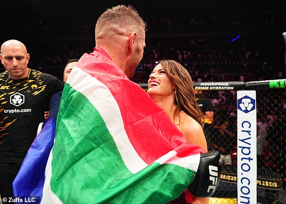 SYDNEY, AUSTRALIA - FEBRUARY 09: Dricus Du Plessis of South Africa reacts after a unanimous-decision victory against Sean Strickland in the UFC middleweight championship fight during the UFC 312 event at Qudos Bank Arena on February 09, 2025 in Sydney, Australia.  (Photo by Jeff Bottari/Zuffa LLC)