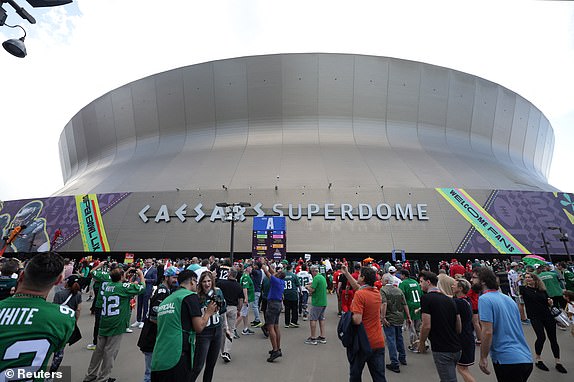 Football - NFL - Super Bowl LIX - Philadelphia Eagles v Kansas City Chiefs - Caesars Superdome, New Orleans, Louisiana, United States - February 9, 2025 General view outside the stadium before the game REUTERS/Mike Segar