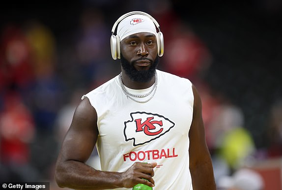 NEW ORLEANS, LOUISIANA - FEBRUARY 09: Charles Omenihu #90 of the Kansas City Chiefs walks on the field prior to Super Bowl LIX against the Philadelphia Eagles at Caesars Superdome on February 09, 2025 in New Orleans, Louisiana. (Photo by Jamie Squire/Getty Images)