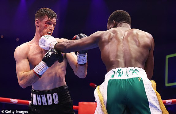 RIYADH, SAUDI ARABIA - FEBRUARY 22: Joshua Buatsi punches Callum Smith during the WBO Interim World Light Heavyweight Title fight between Joshua Buatsi and Callum Smith as part of Beterbiev v Bivol 2: The Last Crescendo at Kingdom Arena on February 22, 2025 in Riyadh, Saudi Arabia. (Photo by Richard Pelham/Getty Images)