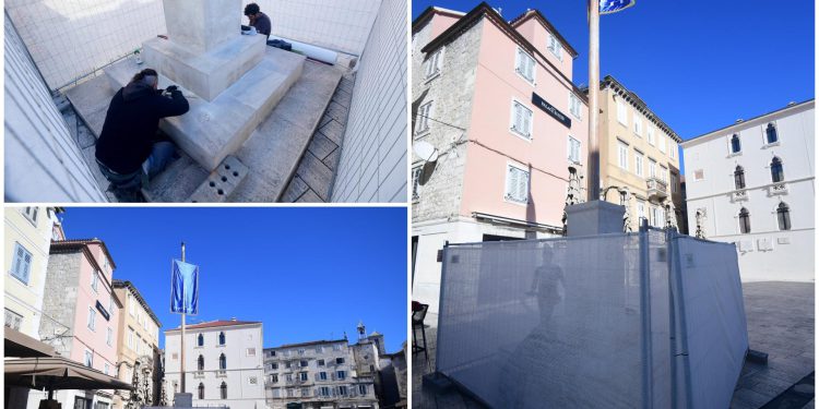 Slobodna Dalmacija – Puljak ostvario svoju prijetnju; danas počelo uklanjanje štandarca! Spomenik je ograđen i zastrt, radnici tuku fuge…