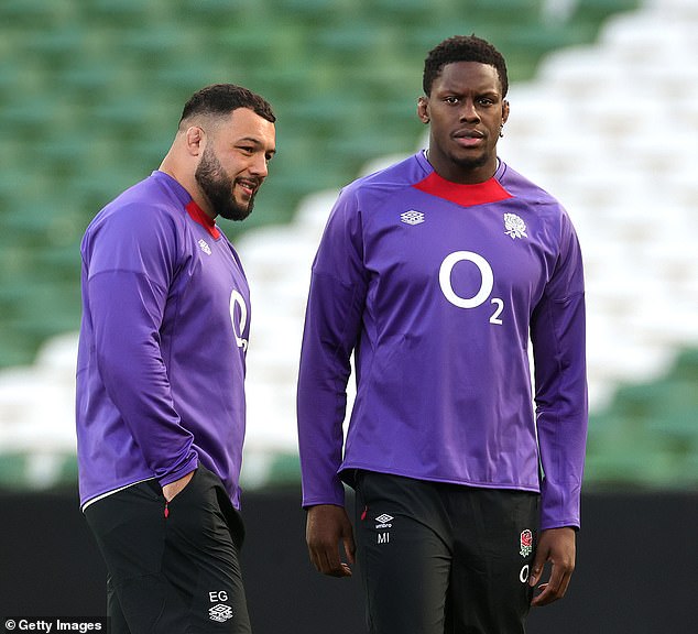 Itoje wants to know what makes his players tick - vice-captain Ellis Genge (left) included a photo of England with the Six Nations trophy in his presentation