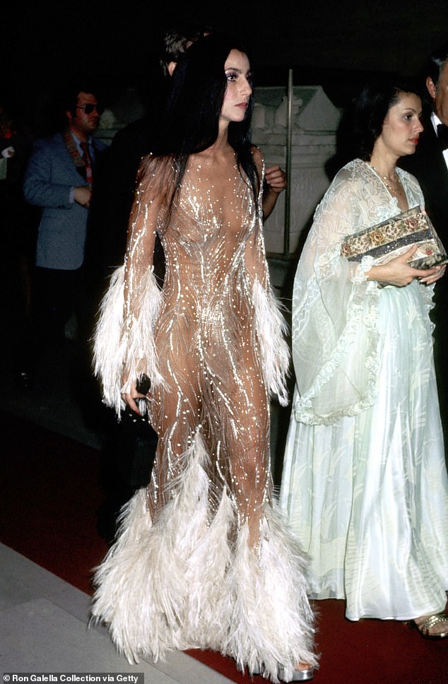Jedan od Cher-ovih najupečatljivijih izgleda glave bila je njegova 'gola iluzijska haljina' koju je nosila na Met Gala 1974