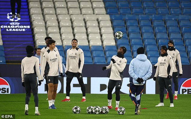 Superzvijezde Real Madrida trenirale su se u Etihadu u ponedjeljak uoči utakmice u utorak