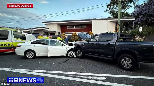 Prizor sudara prošle godine gdje se Mam sudarila s vozačkim vozilom Ubera u Brisbaneu
