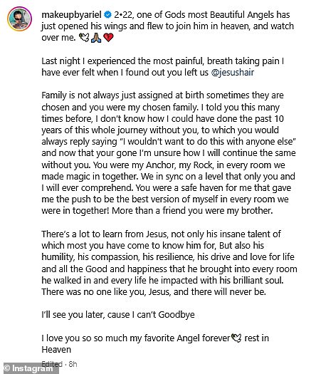 Ariel je na Instagramu podijelio dugotrajan počast Isusu, opisujući ga kao svoju 'odabranu obitelj'