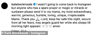 Glumica (51) tražila je da joj se dobro poželi poslati 'izvanrednoj' majci Judy Loe koju je u svom postu nazvala 'ratnikom'