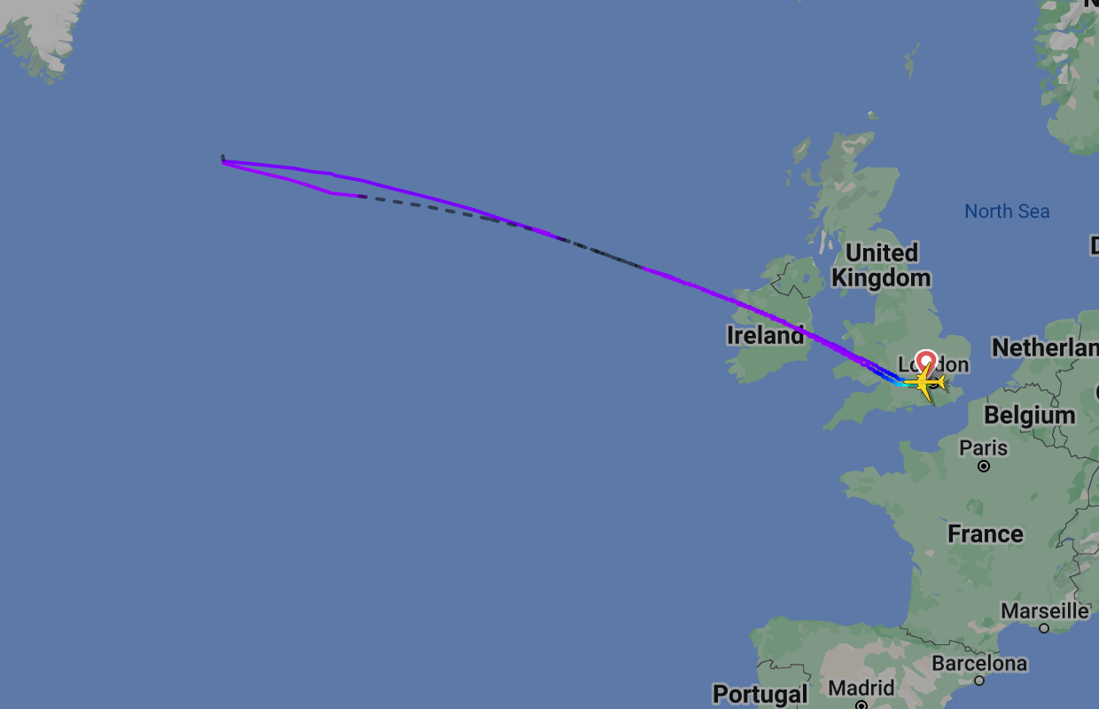 Let ruta British Airways aviona prije nego što se okrenula natrag u zračnu luku Heathrow