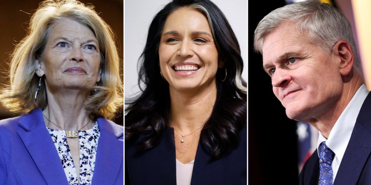 Lisa Murkowski i Bill Cassidy ukazuju na to da glasaju za potvrdu Tulsi Gabbard