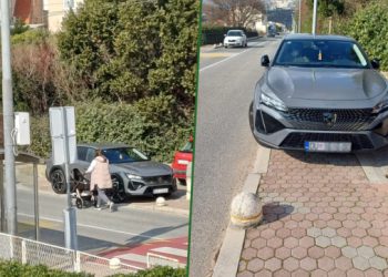 Učiteljica ispred škole u Župi divljački parkirala na trotoaru i pošla učiti djecu o životu i ponašanju (FOTO)