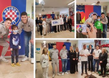 ŽAPER I PRPIĆ ODUŠEVILI DJECU U SPLITSKOM KBC-u Hajdukov “Lanac dobrote” prikupio 10.000 eura za splitsku Kliniku za dječje bolesti – i tu ne planira stati!