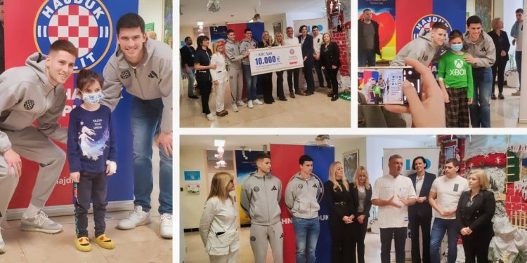 ŽAPER I PRPIĆ ODUŠEVILI DJECU U SPLITSKOM KBC-u Hajdukov “Lanac dobrote” prikupio 10.000 eura za splitsku Kliniku za dječje bolesti – i tu ne planira stati!