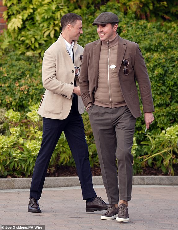 Jonny Evans and John O'Shea on day one of the 2025 Cheltenham Festival at Cheltenham Racecourse. Picture date: Tuesday March 11, 2025. PA Photo. See PA story RACING Cheltenham. Photo credit should read: Joe Giddens/PA Wire.RESTRICTIONS: Use subject to restrictions. Editorial use only, no commercial use without prior consent from rights holder.