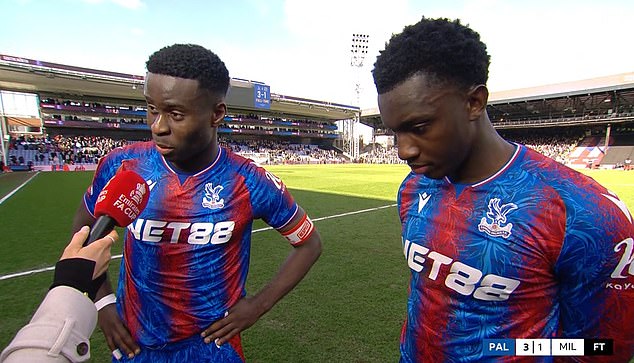 Kapetan Crystal Palace Marc Guehi (lijevo) i Eddie Nketiah poslali su svoje najbolje želje Mateta