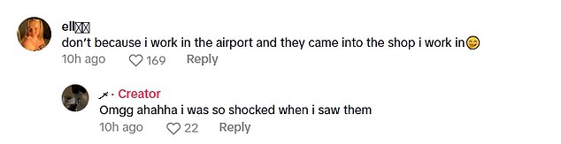 Potvrđujući viđenje jednog obožavatelja, uputio se na komentare videozapisa Tiktok dok je napisala: 'Nemoj zato što radim u zračnoj luci i ušli su u trgovinu u kojoj radim'