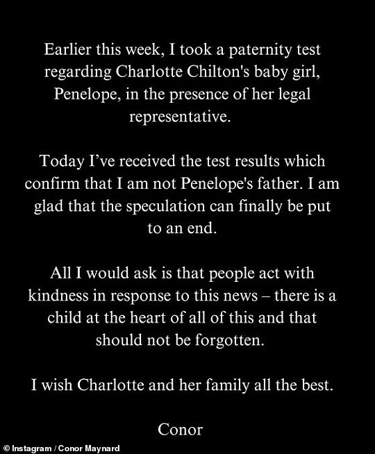 Prošli tjedan Conor je ispustio ogromnu bombu tvrdeći da su rezultati testa očinstva pokazali da nije oca dijete s BBC zvijezdom, unatoč njezinim tvrdnjama