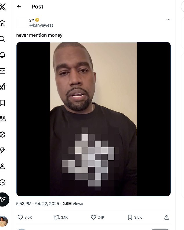 Posljednji zahtjev je velika pitanja jer 'moraju biti ugodno nositi svastike.' West je u veljači predstavio novu liniju majica sa svastikama